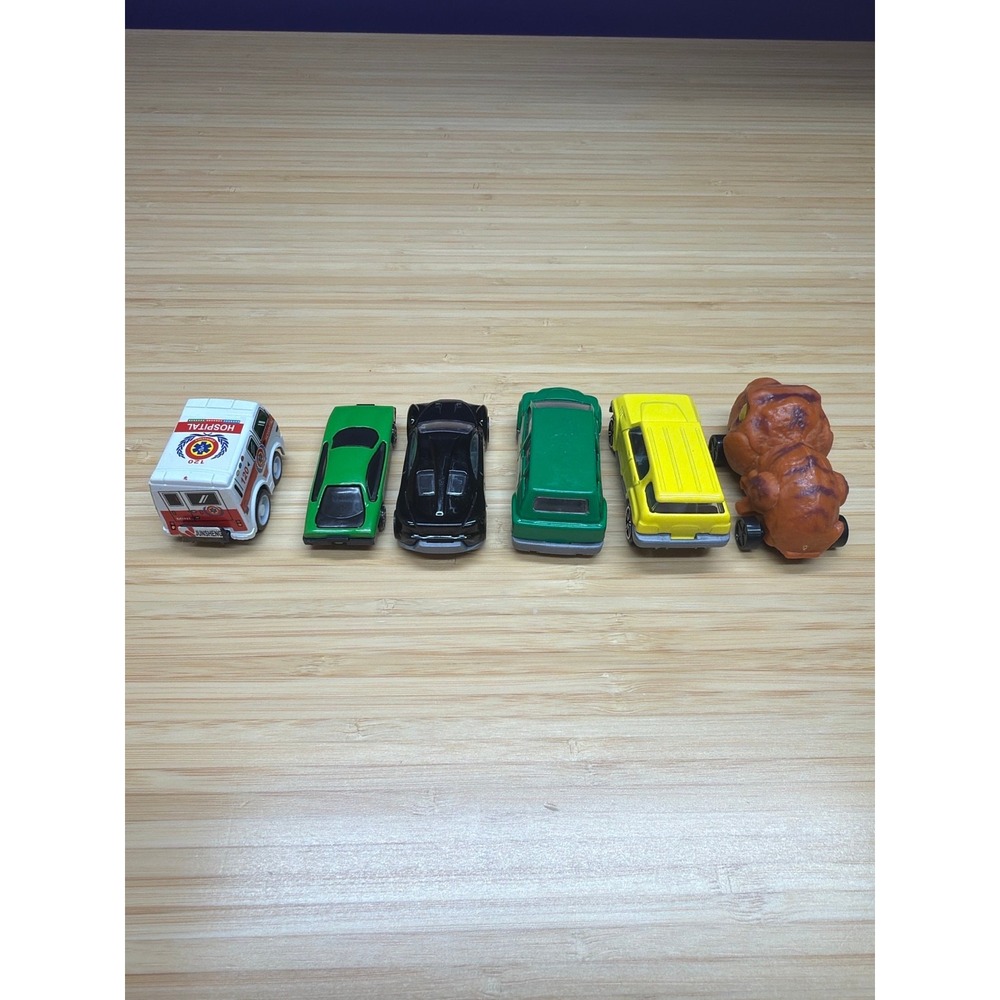 6 Pc Toy Vehicle Lot Dinosaur Car Ambulance SUV Sports Cars - Picture 3 of 5